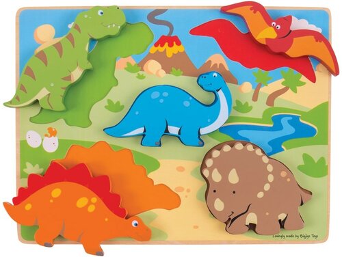 Bigjigs Houten Vormen Puzzel - Dino's