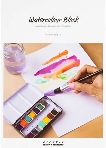 Cc aquarelpapier in blok a4 180 gr wit 20 vel