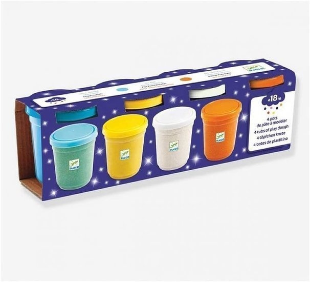 Djeco Klei | Boetseerklei Glitter 4 potjes 18m+ | Speel je Wijs