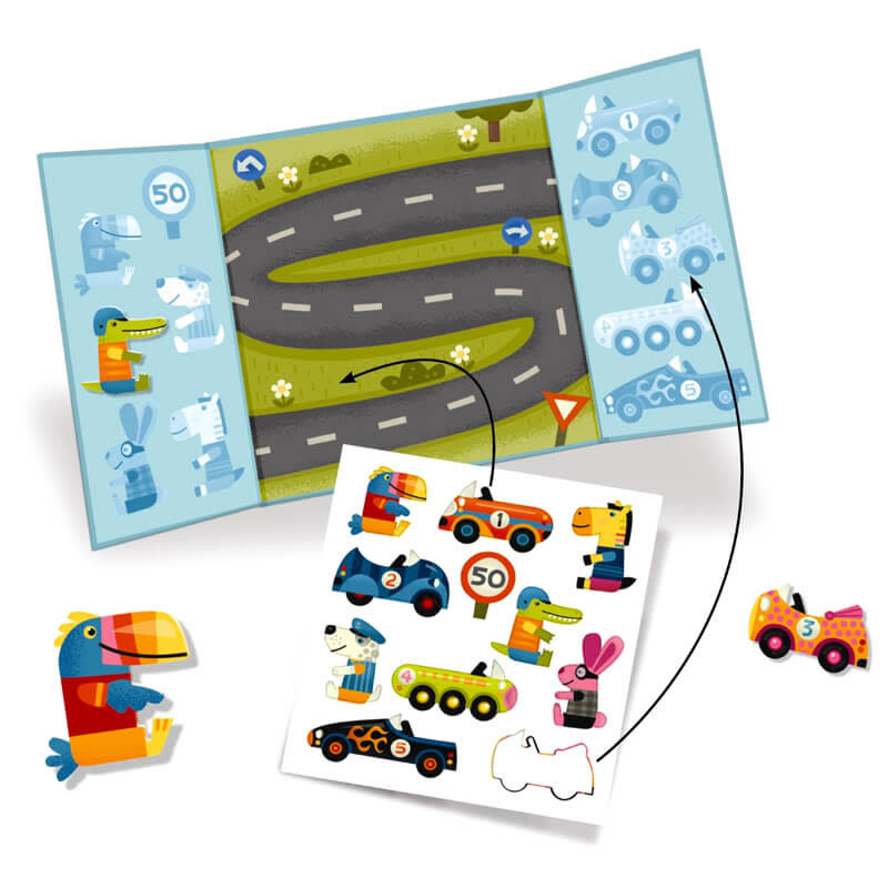 Djeco Herbruikbare Stickers -Voertuigen 18M+ | Speel je Wijs