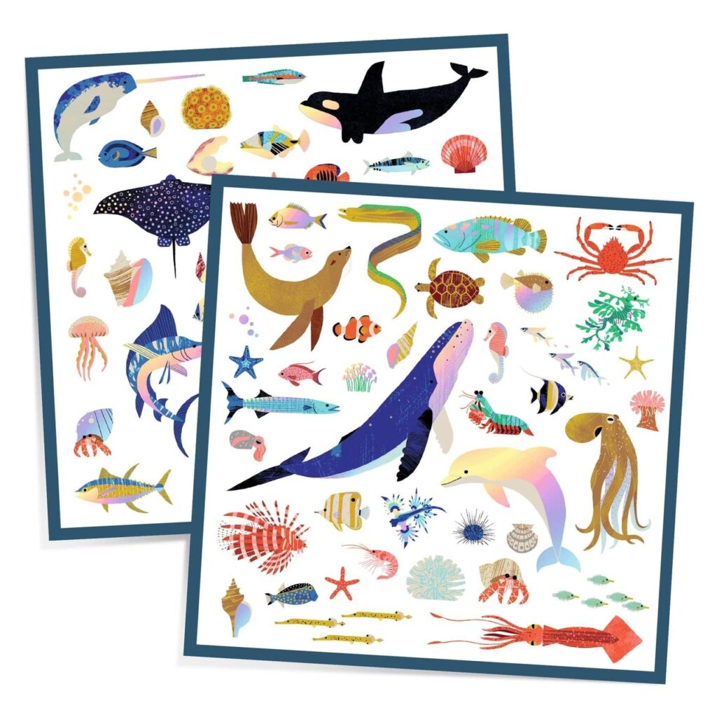 Djeco Stickers |  Metallic Oceaan 160st | Speel je Wijs