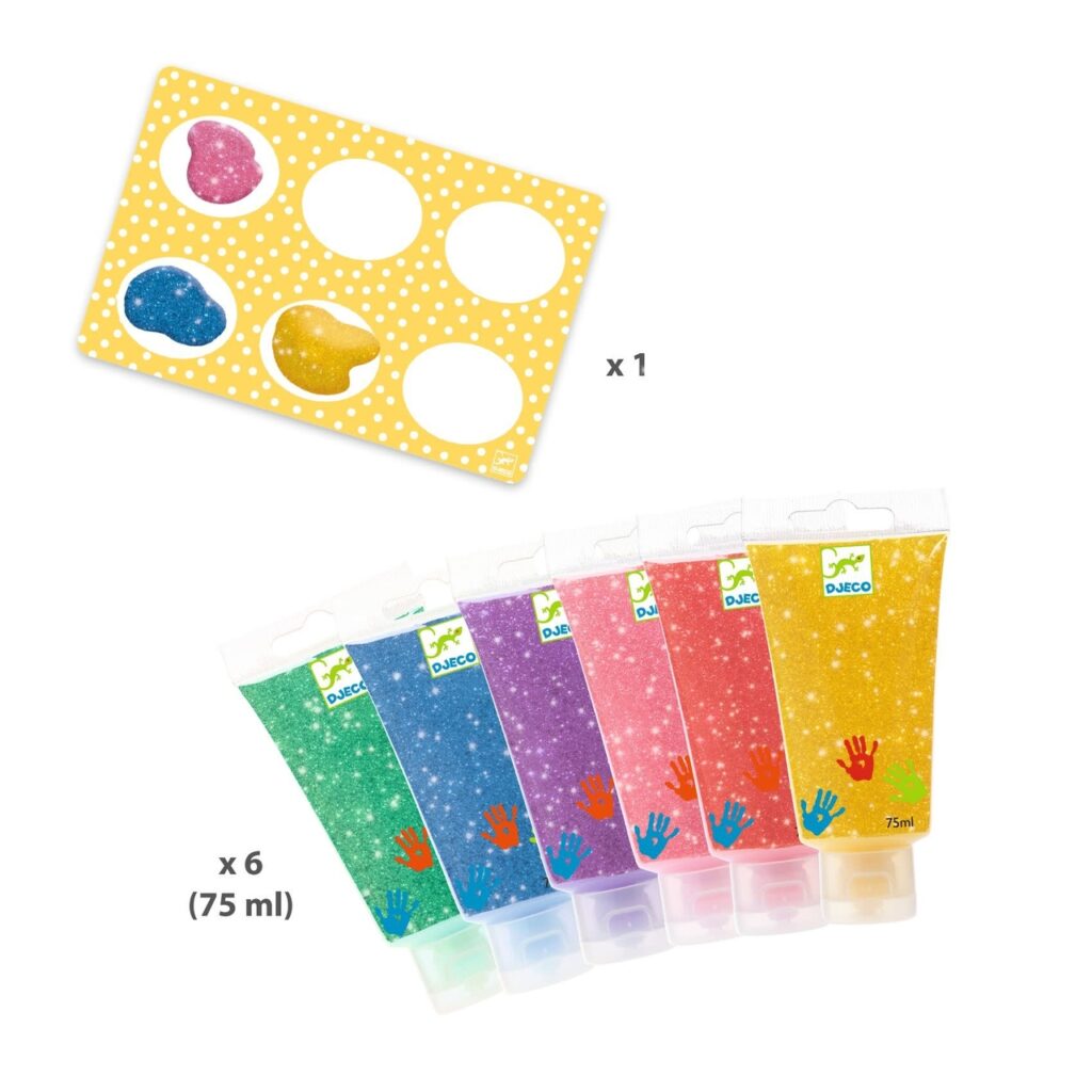 Djeco Vingerverf Glitter 6 tubes 18mnd+| Speel je Wijs
