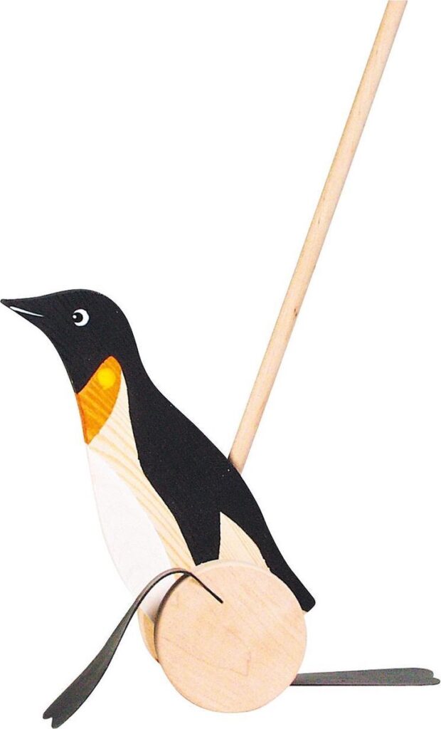 Goki Houten Duwfiguur Pinguin  | Speel je Wijs