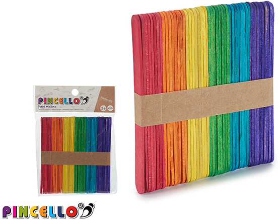 Pincello Gekleurde IJsstokjes 11x1 cm 50 stuks | Speel je Wijs