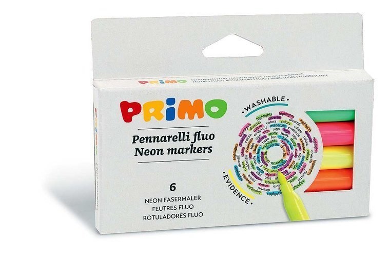 Primo 6 Viltstiften fluor 2mm in doos | Speel je Wijs
