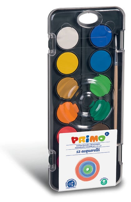 PRIMO - Aquarelverf tablet/penseel - 12 kleuren | Speel je Wijs
