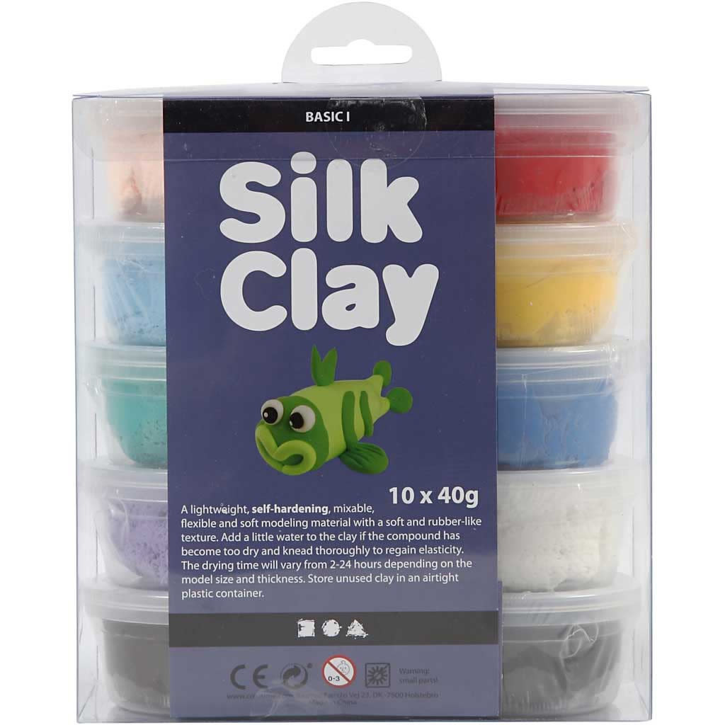 Silk clay - kleuren assorti - basic 1 - 10x40gr| Speel je Wijs