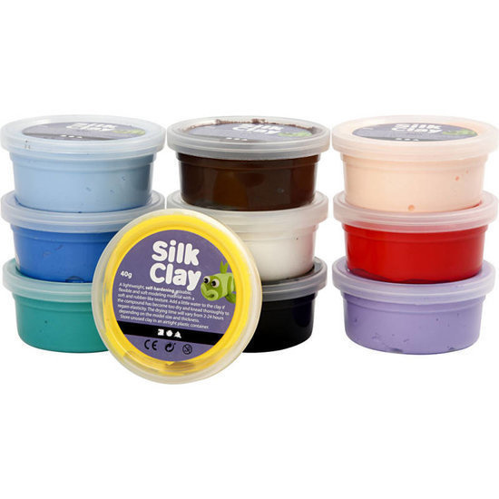 Silk clay - kleuren assorti - basic 1 - 10x40gr| Speel je Wijs