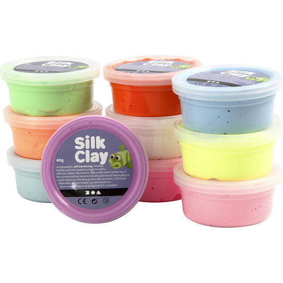 Silk clay - kleuren assorti - basic 2 - 10x40gr.| Speel je Wijs