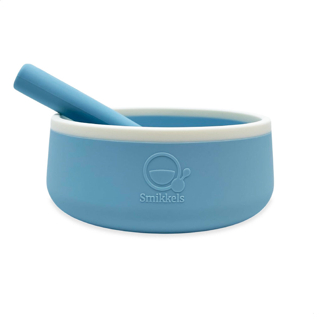 Smikkels | Siliconen Kommetje met lepeltje | Blauw | Speel je Wijs