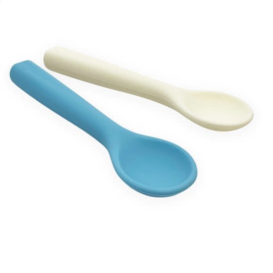 Smikkels Siliconen Lepeltjes set van 2 - Blauw-Wit | Speel je Wijs