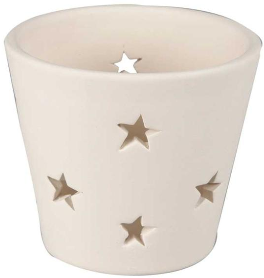 Waxinelichthouder Terracotta Wit Met Sterren
