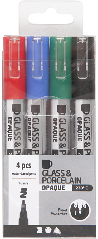 Glas- en Porseleinstift Dekkend Set Basis 4 stuks | Speel je Wijs