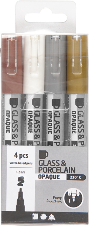 Glas- en Porseleinstift Dekkend Set Metallic 4 stuks| Speel je Wijs