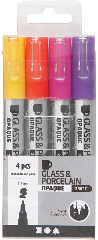 Glas- en Porseleinstift Dekkend Set Secundair 4 stuks | Speel je Wijs