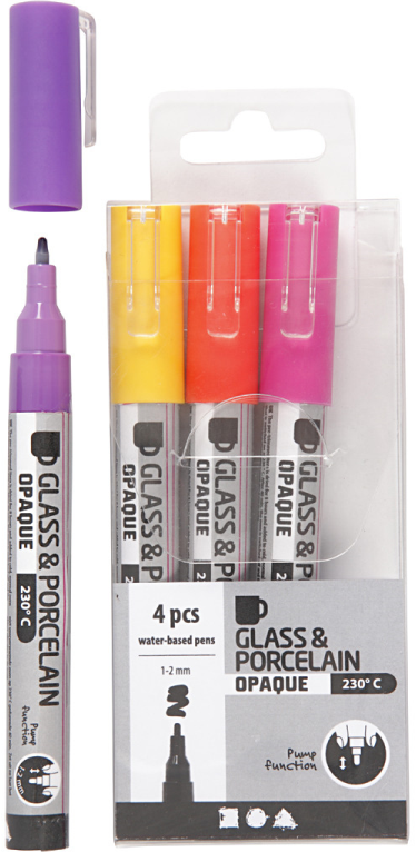 Glas- en Porseleinstift Dekkend Set Secundair 4 stuks | Speel je Wijs