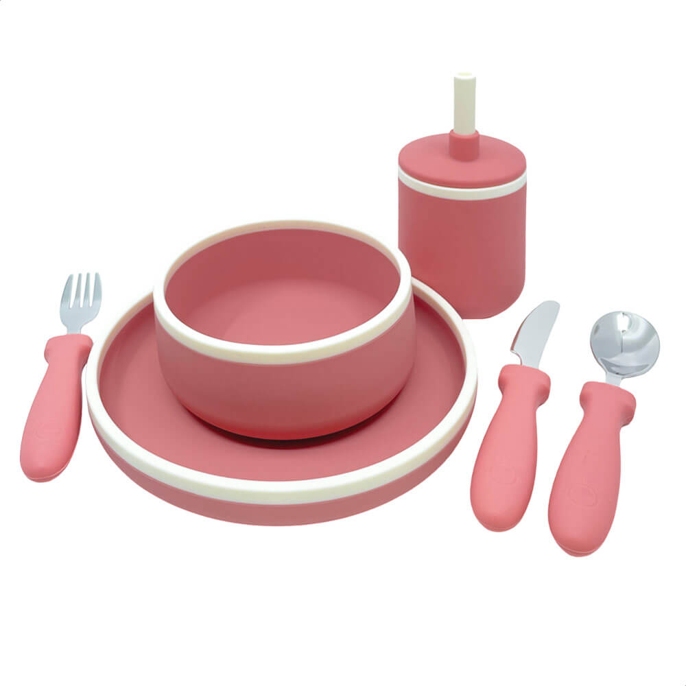 Smikkels Siliconen Kinder Dinerset - Roze| Speel je Wijs
