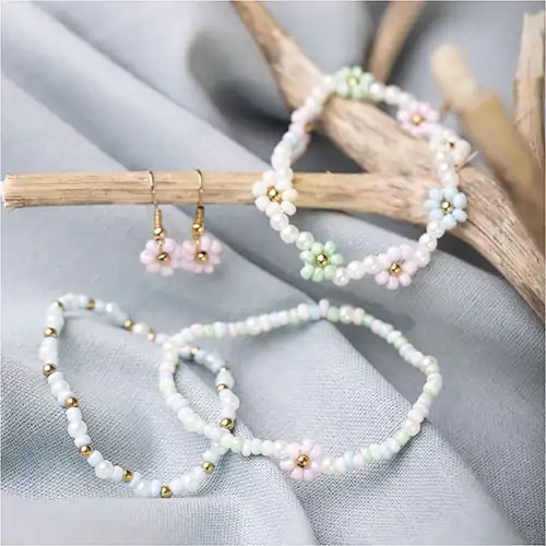 Mini Hobbyset Sieraden - Elastische Armbanden en Oorbellen Bloem| Speel je Wijs