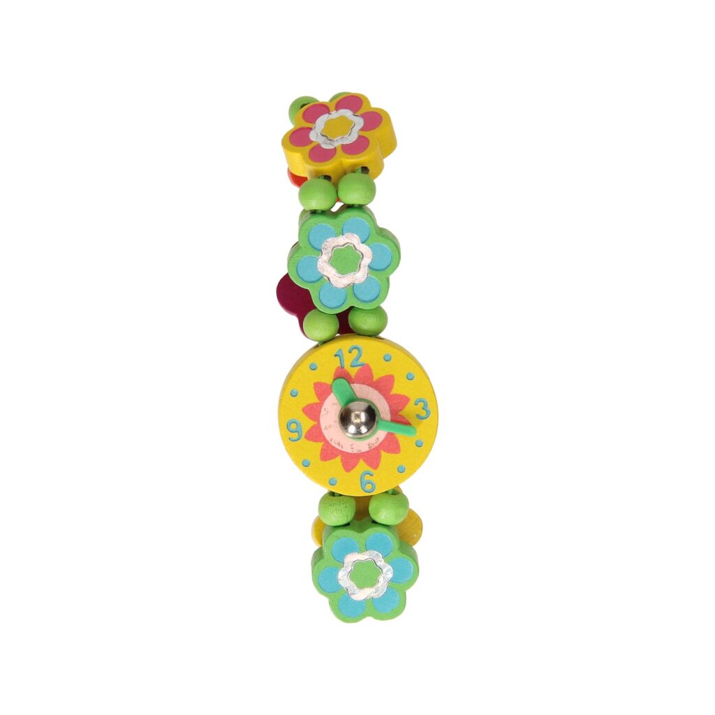 Houten horloge Bloem