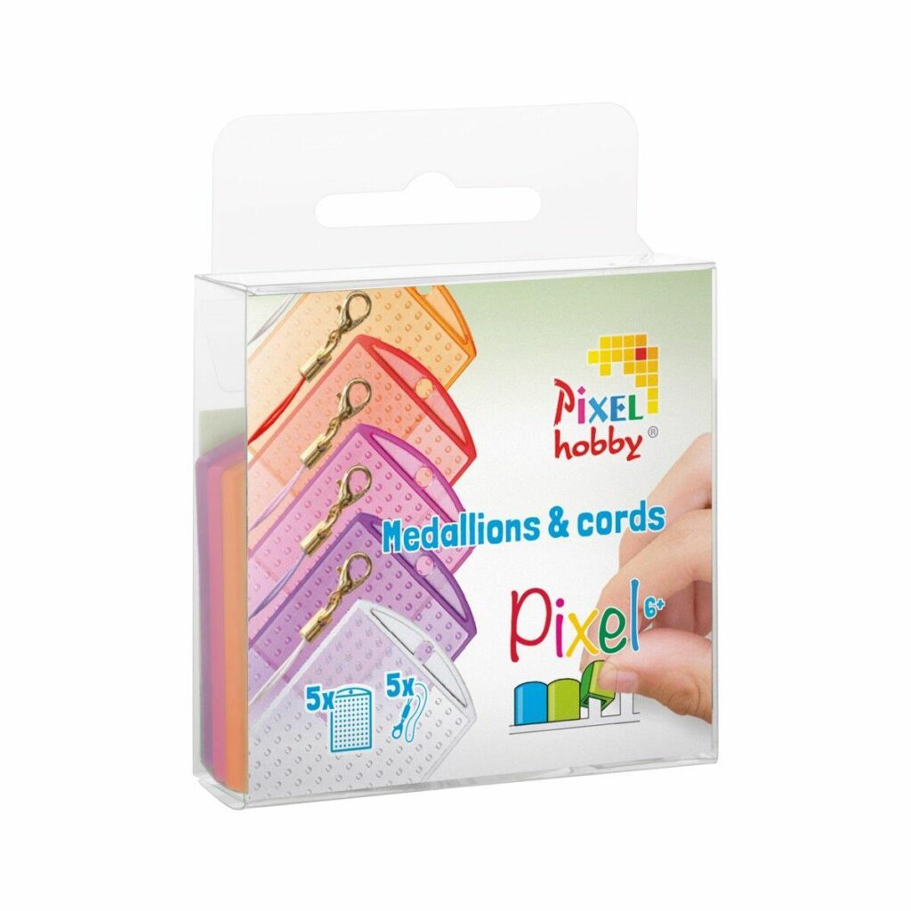 Pixelhobby Set van 5 Medaillons & Color Cords - Roze Oranje  Transparant | Speel je Wijs