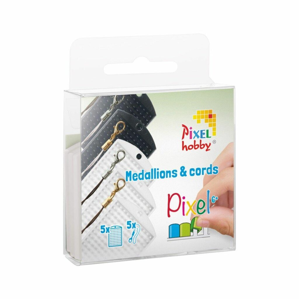 Pixelhobby Set van 5 Medaillons & Color Cords - Zwart/Wit | Speel je Wijs