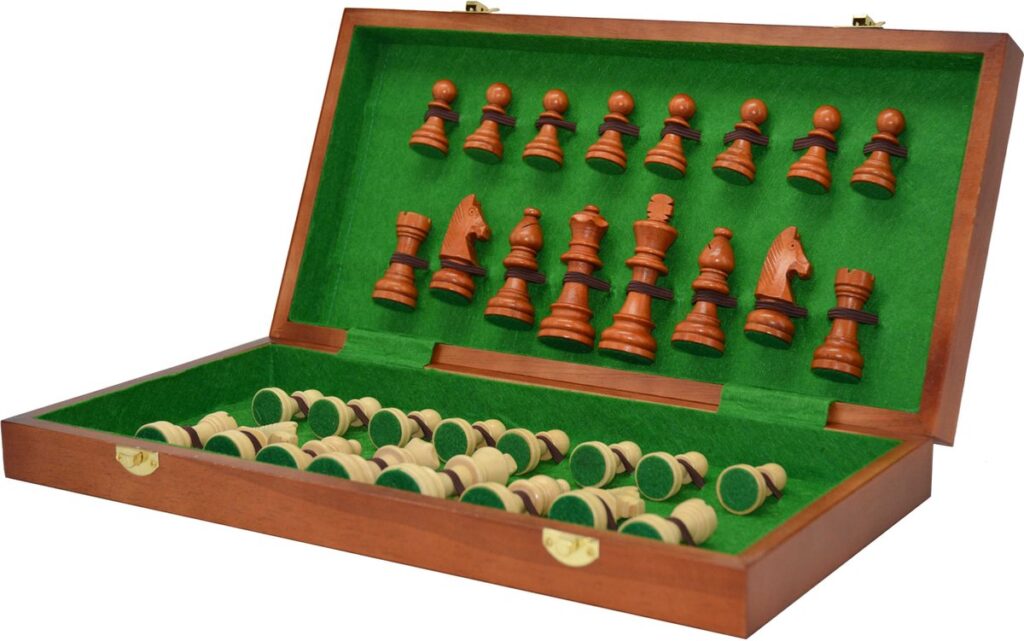 Schaken - Schaakset in klapcassette - Hout Ingelegd 40cm
