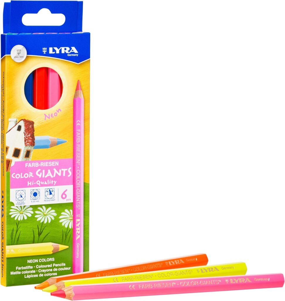 Lyra kleurreuzen Gelakt - 6 kleurpotloden Neon | Speel je Wijs