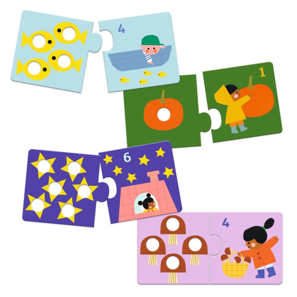 Djeco Duo Puzzel -Eerste Cijfers | Leren Tellen 2+| Speel je Wijs