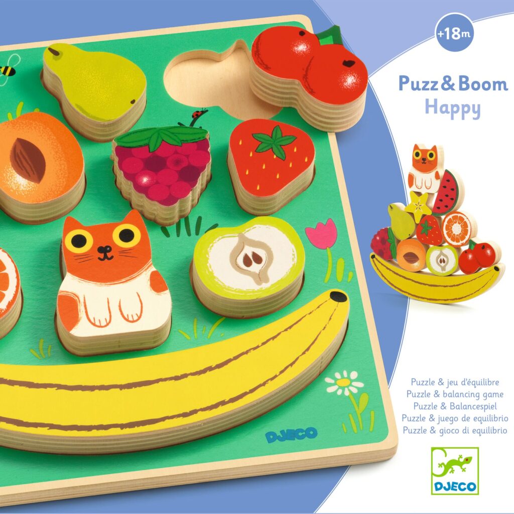 Djeco Puzz & Boom Puzzel- en Balanceerspel - Happy 18mnd+ | Speel je Wijs
