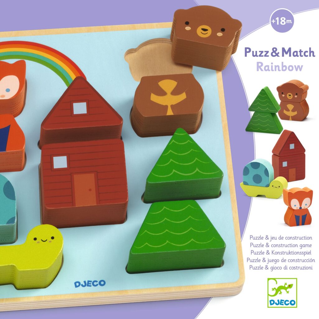 Djeco Puzz & Match Houten Puzzel en Spel - Regenboog 18m+| Speel je Wijs