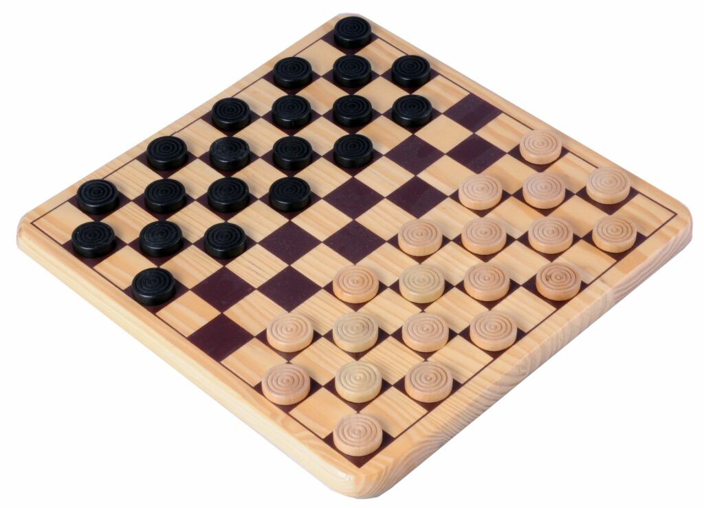 Damspel Hout bedrukt 29x29cm,26mm.veldm. | Speel je Wijs