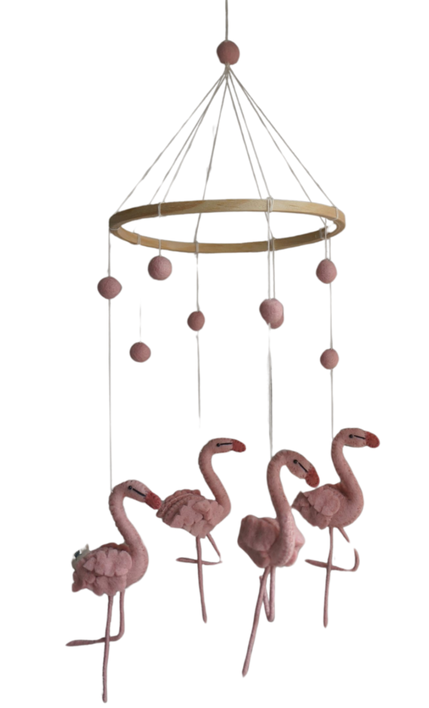 Gamcha Mobiel - Flamingo - Pink 100% wolvilt | Speel je Wijs