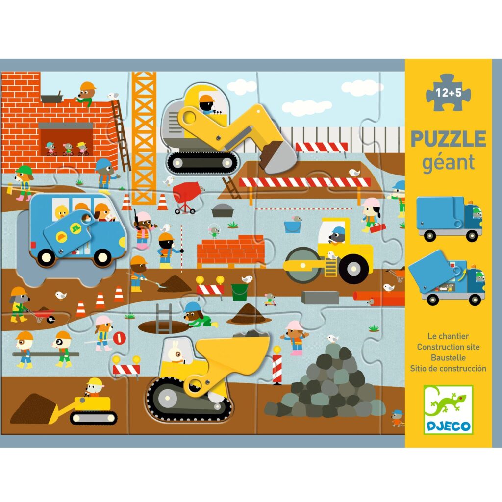 Djeco Puzzel Geant - de Bouwplaats - 12+5 stukjes | Speel je Wijs