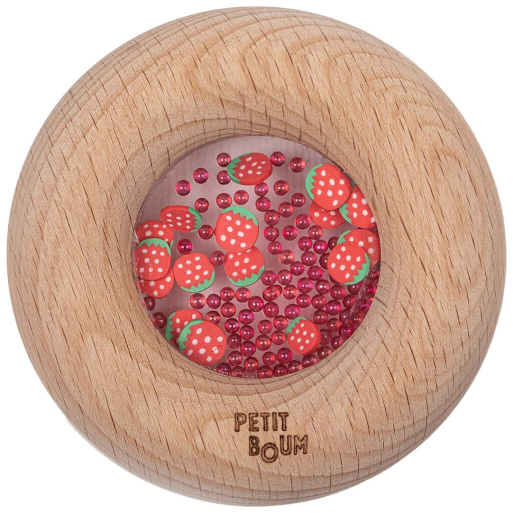 Petit Boum Sensorische Rammelaar en Bijtring - Donut Aardbeien | Speel je Wijs