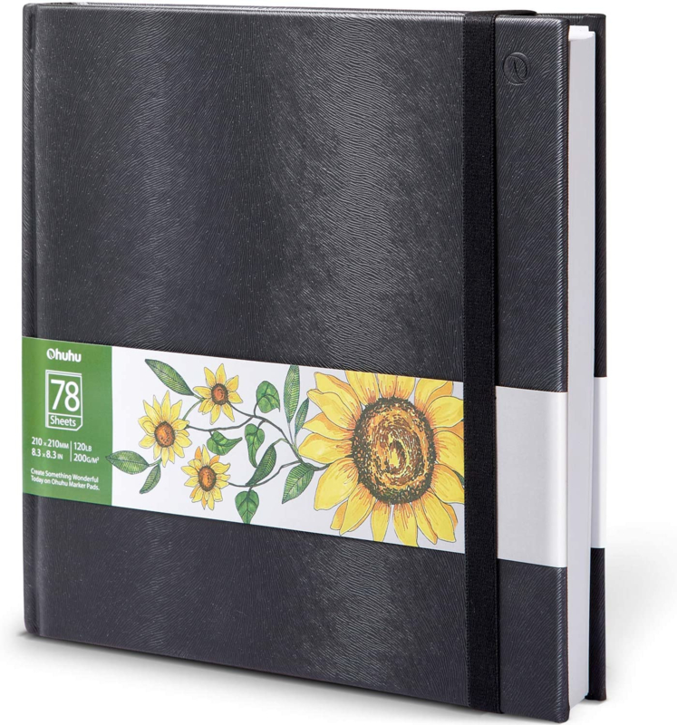 Ohuhu Alcohol marker Schetsboek 21 x 21 cm – 200 grams – 78 vellen| Speel je Wijs