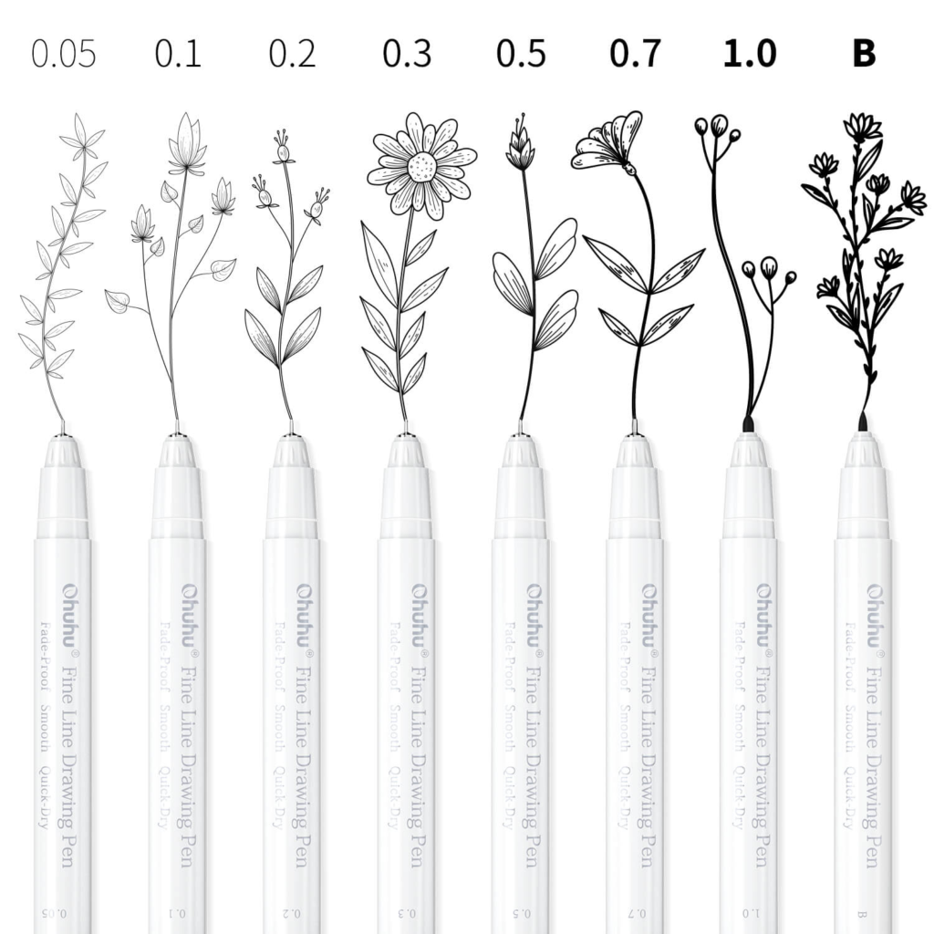 Ohuhu Fineliners - Zwart - Set van 8 | Speel je Wijs