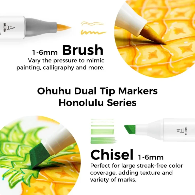 Ohuhu Honolulu Alcohol Art Markers - Brush & Chisel - 24 kleuren | Speel je Wijs