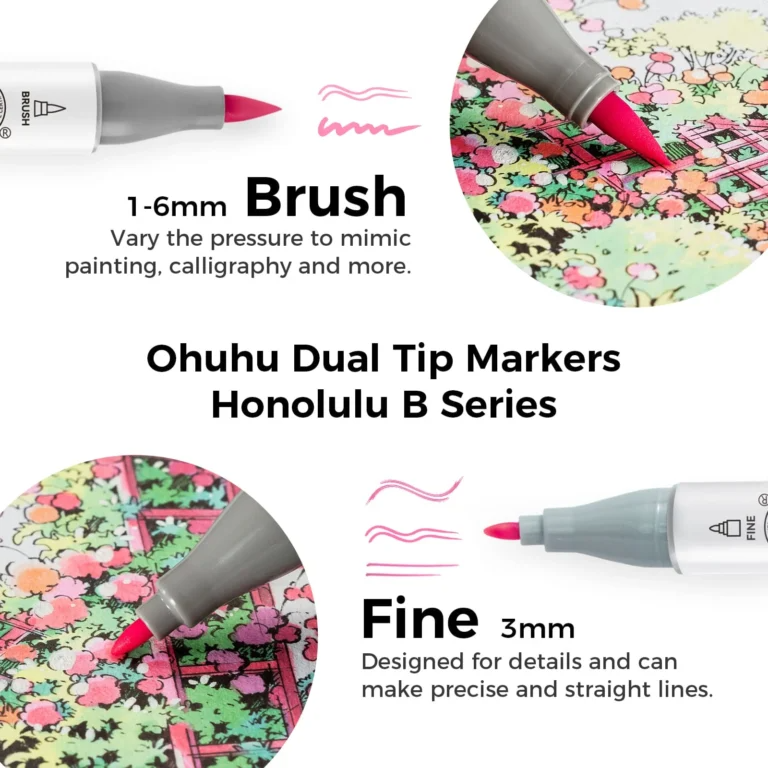 Ohuhu Honolulu B Alcohol Art Markers - Brush & Fine - 48 Blossoming | Speel je Wijs