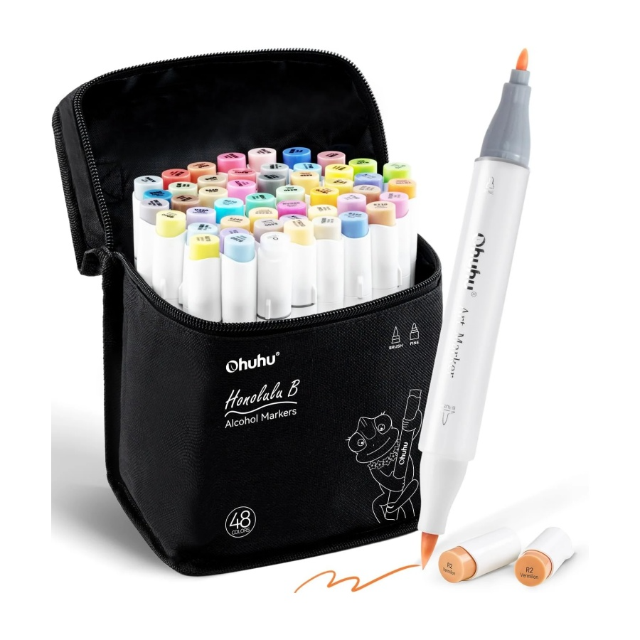 Ohuhu Honolulu B Alcohol Art Markers - Brush & Fine - 48 Blossoming | Speel je Wijs