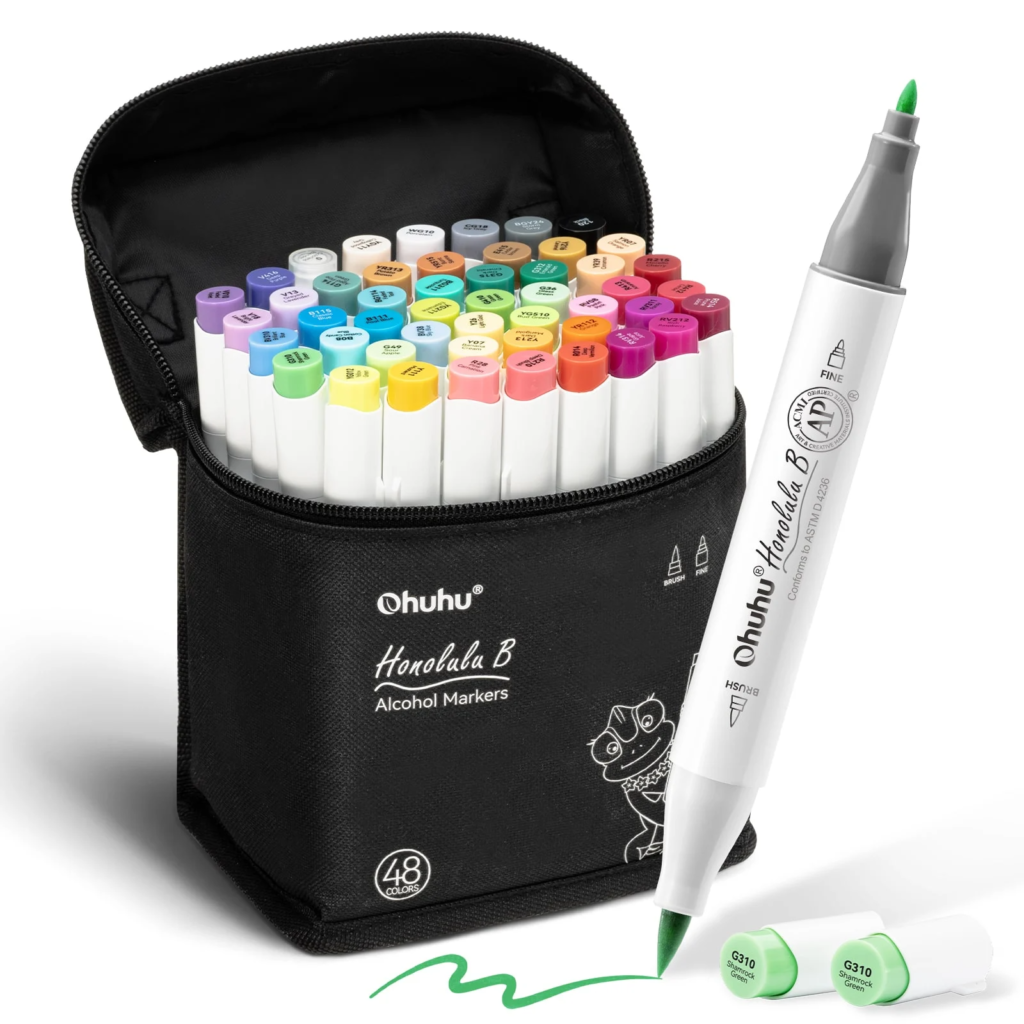 Ohuhu Honolulu B Alcohol Art Markers - Brush & Fine - 48 kleuren | Speel je Wijs