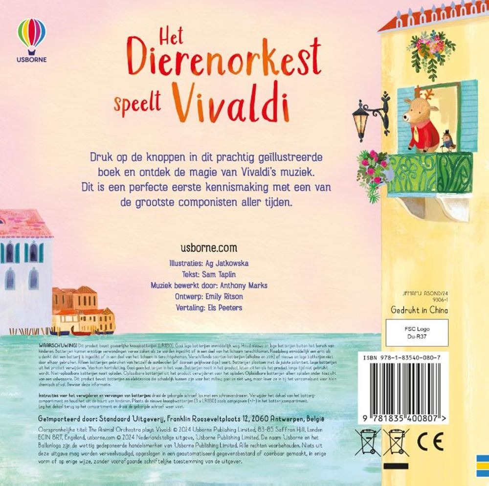Usborne Geluidenboek - Het Dierenorkest speelt Vivaldi 2+  | Speel je Wijs