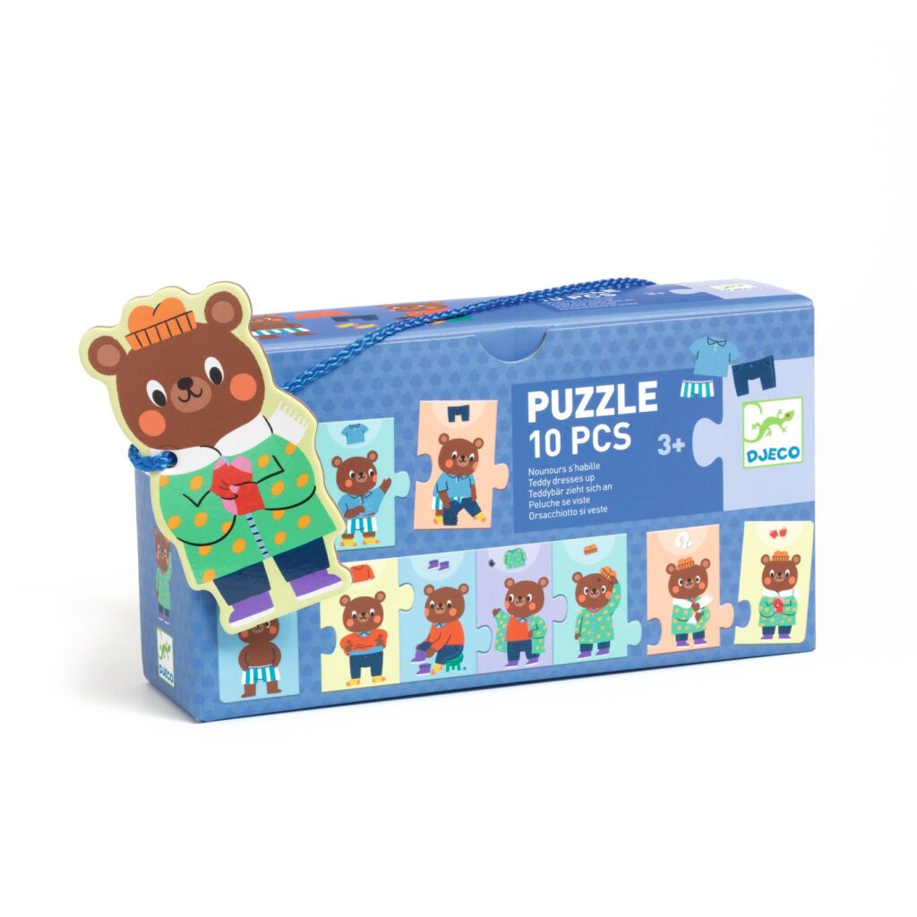 Djeco Trio Puzzel - Beer kleed zich aan 3+