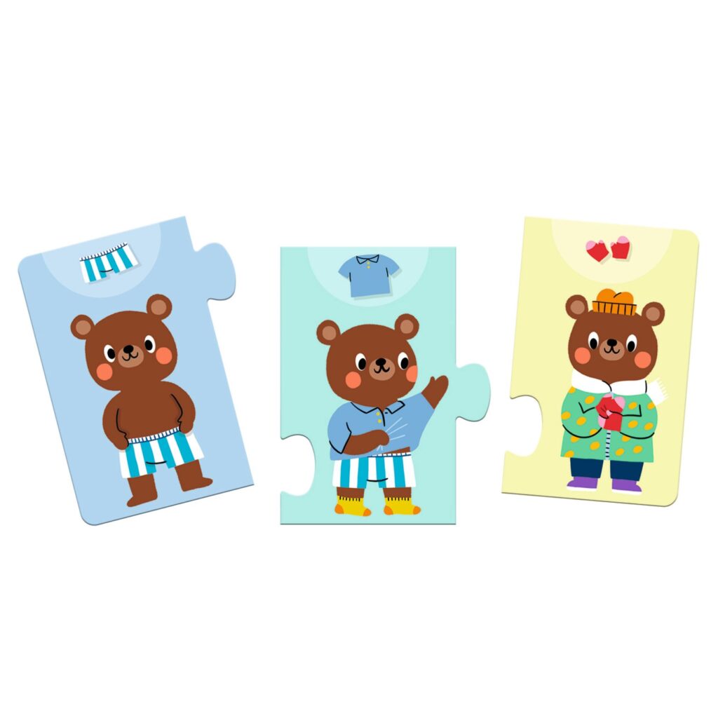 Djeco Trio Puzzel - Beer kleed zich aan 3+