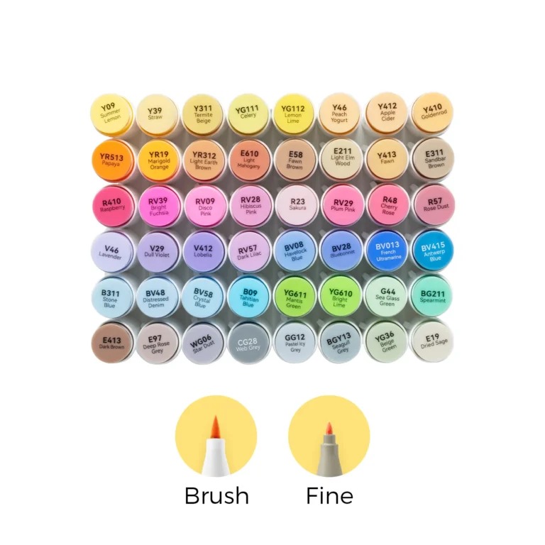 Ohuhu Honolulu B Alcohol Art Markers - Brush & Fine - 48 Mid-Tone Kleuren | Speel je Wijs