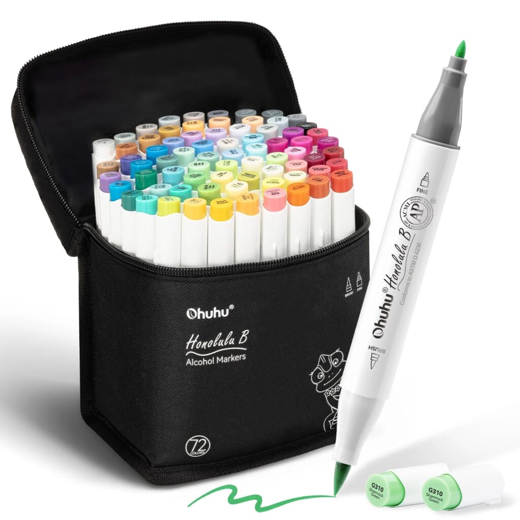 Ohuhu Honolulu B Alcohol Art Markers - Brush & Fine - 72 Kleuren | Speel je Wijs