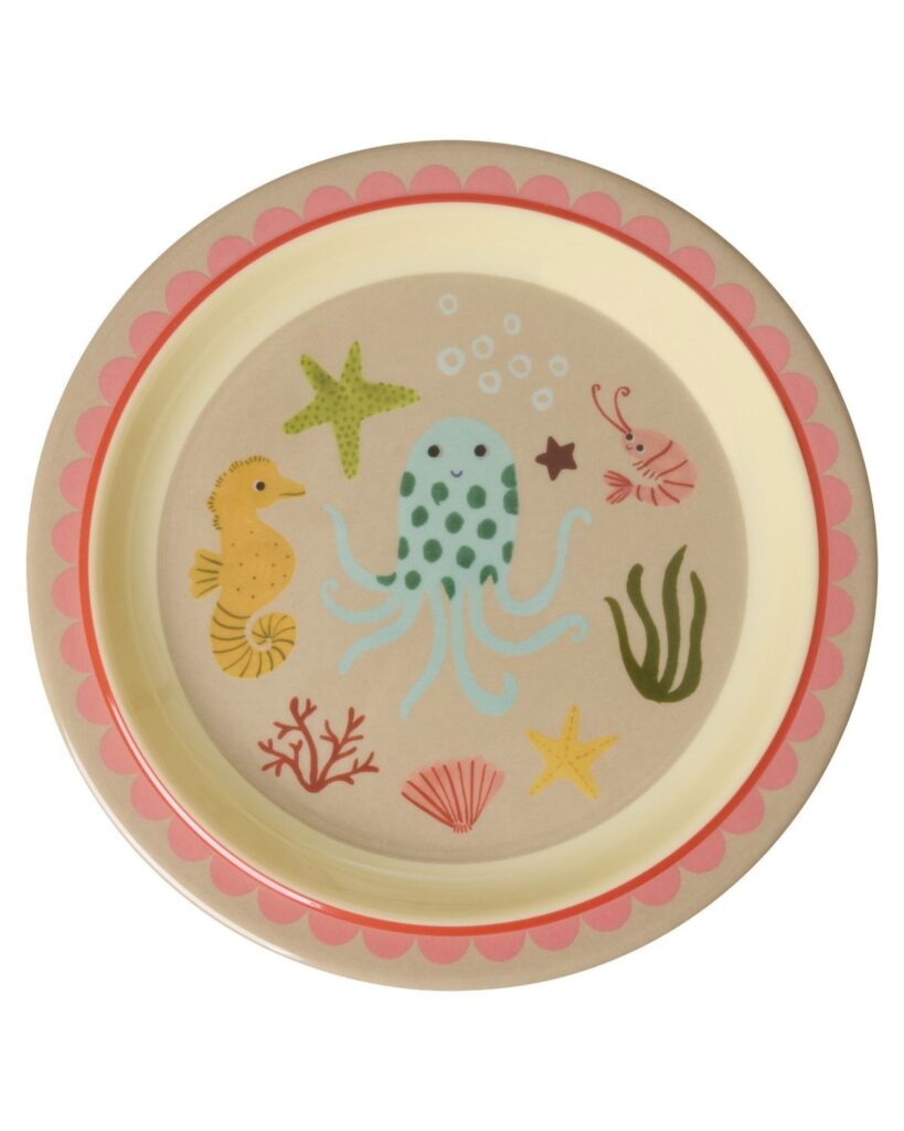 RICE Melamine Kinderlunchbord Koraal oceaanprint| Speel je Wijs