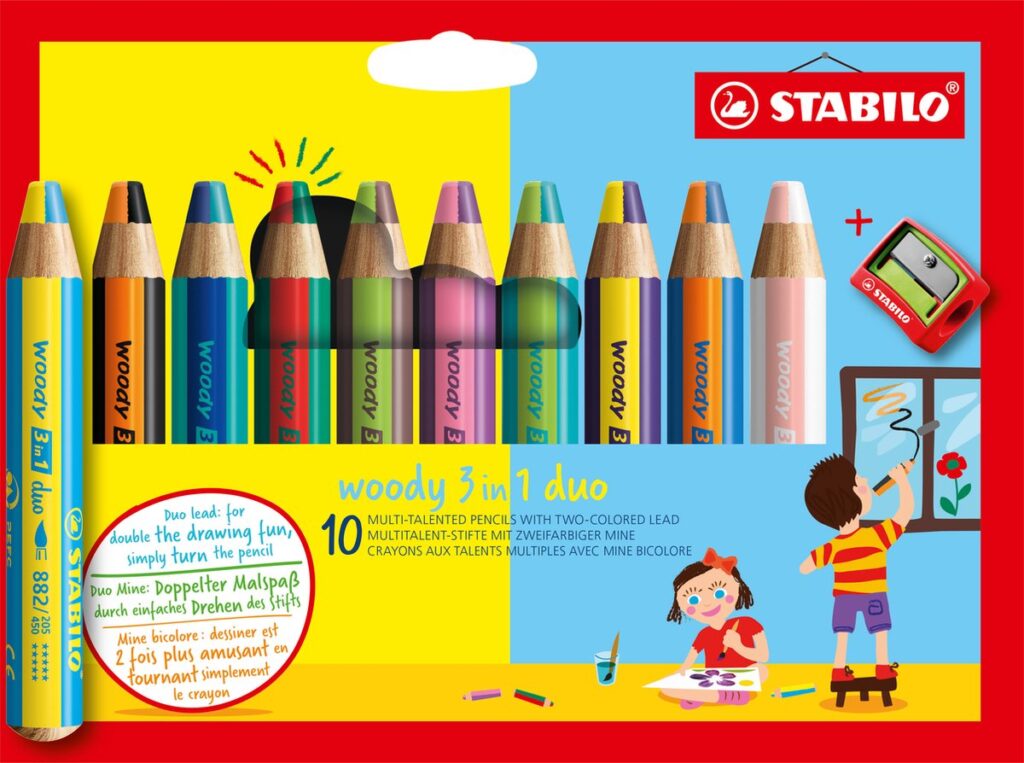 STABILO woody 3 in 1 - Multitalent potlood - Set 10 + Puntenslijper | Speel je Wijs
