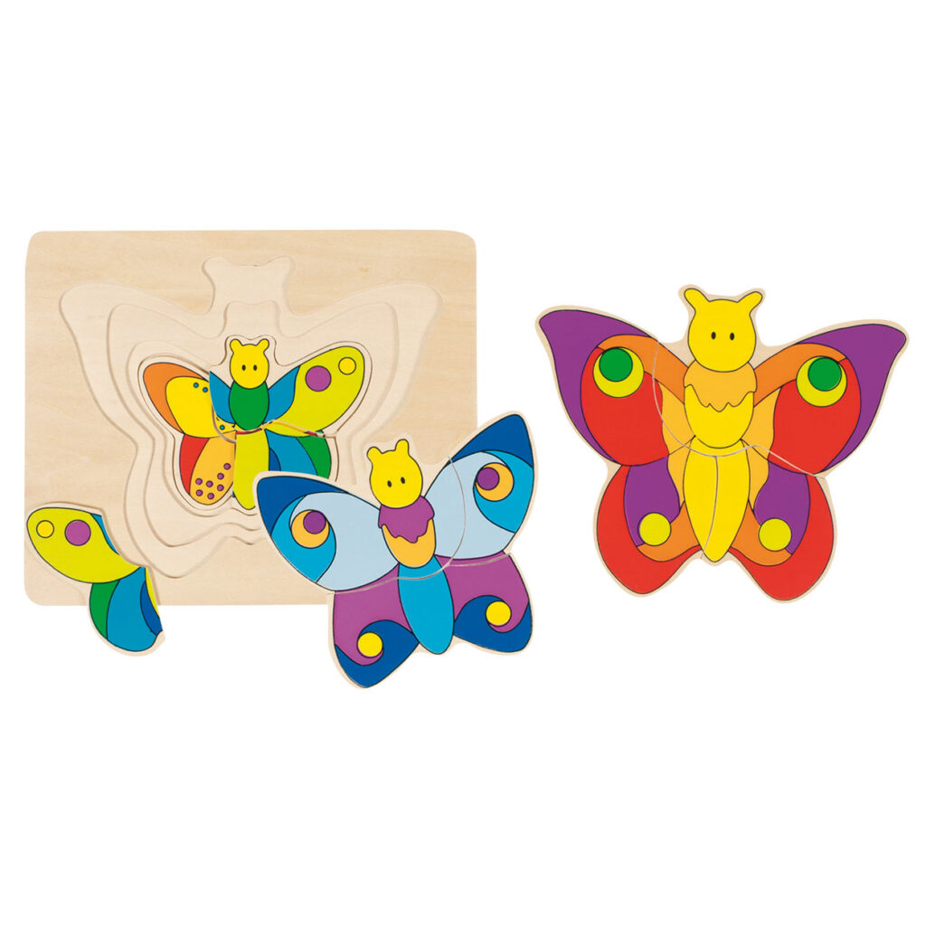 Goki Houten 3 Lagenpuzzel - Vlinder 2+ | Speel je Wijs