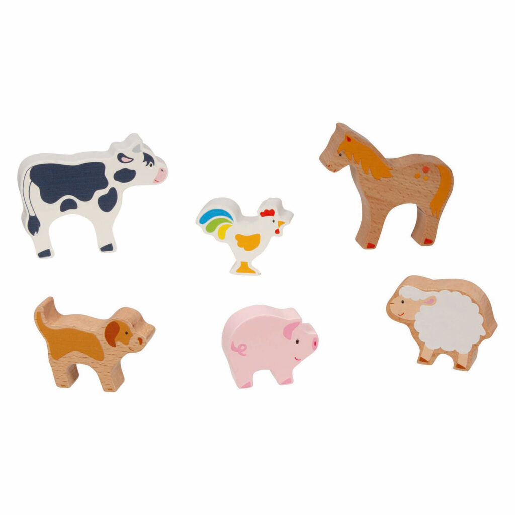 Goki Houten Boerderijdierenset | Speel je Wijs