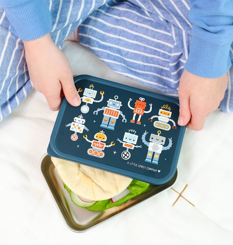 a Little Lovely Company RVS Lunchbox - Robots | Speel je Wijs